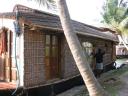 My houseboat tied to a coconut tree for the night