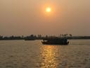 Sunset over a houseboat